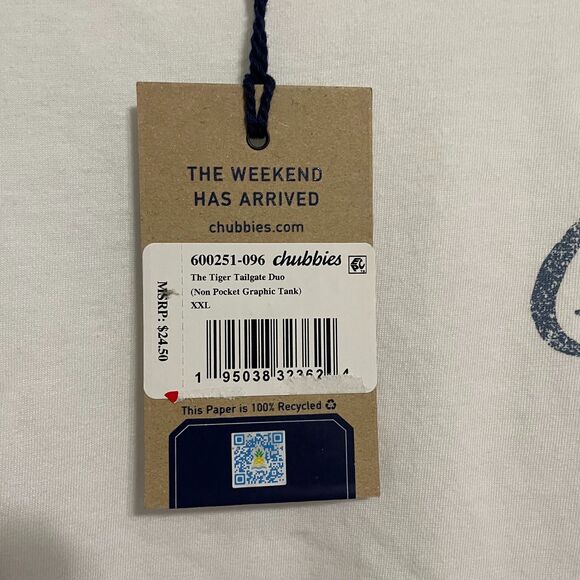 NWT Chubbies Mens Tank  Top Size XXL White *The Weekend Has Arrived* Palm Trees - Picture 3 of 8